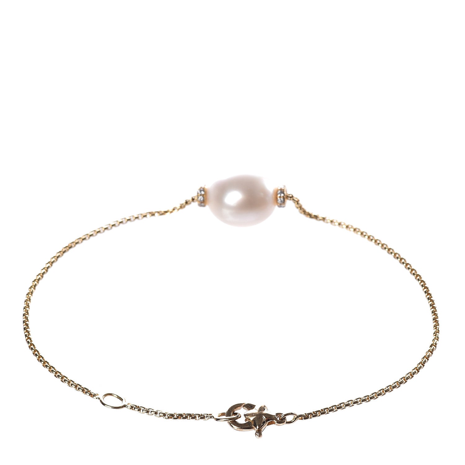 David Yurman 18K Yellow Gold South Sea Pearl Diamond Solari Single Station Adjustable Bracelet White 3 of 5