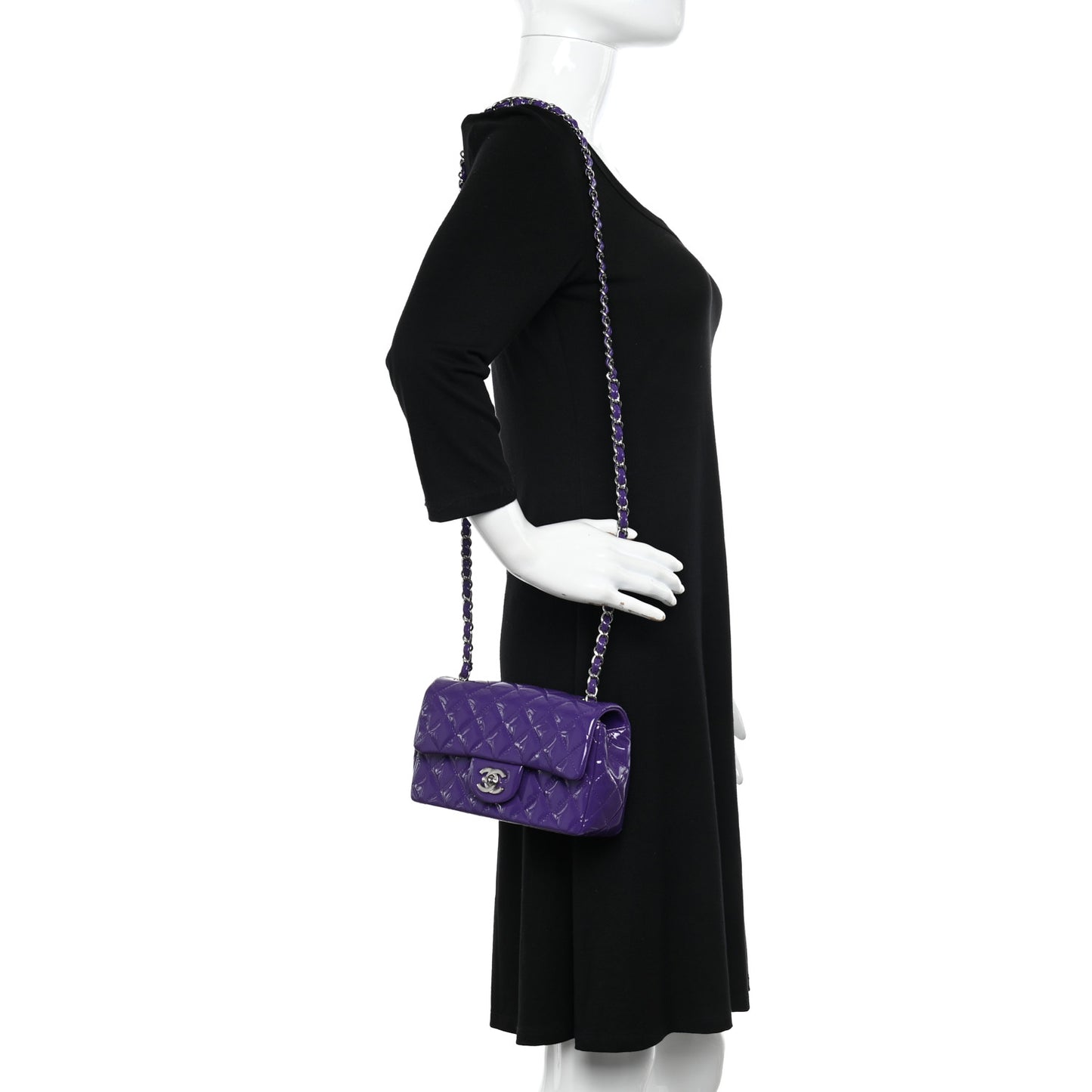 Patent Quilted Mini Rectangular Flap Purple