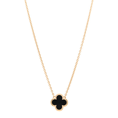 Van Cleef & Arpels 18K Yellow Gold Black Onyx Pure Alhambra Pendant Necklace 1 of 4