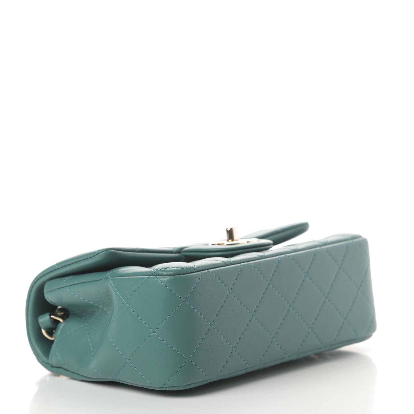 Lambskin Quilted Mini Rectangular Flap Green