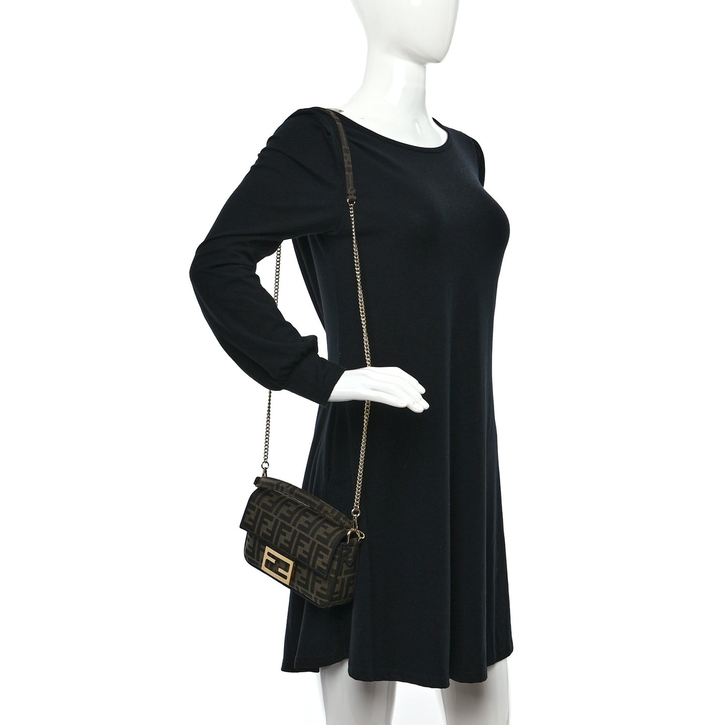 Fabric Jacquard FF 1974 Mini Baguette Tobacco Moro Black