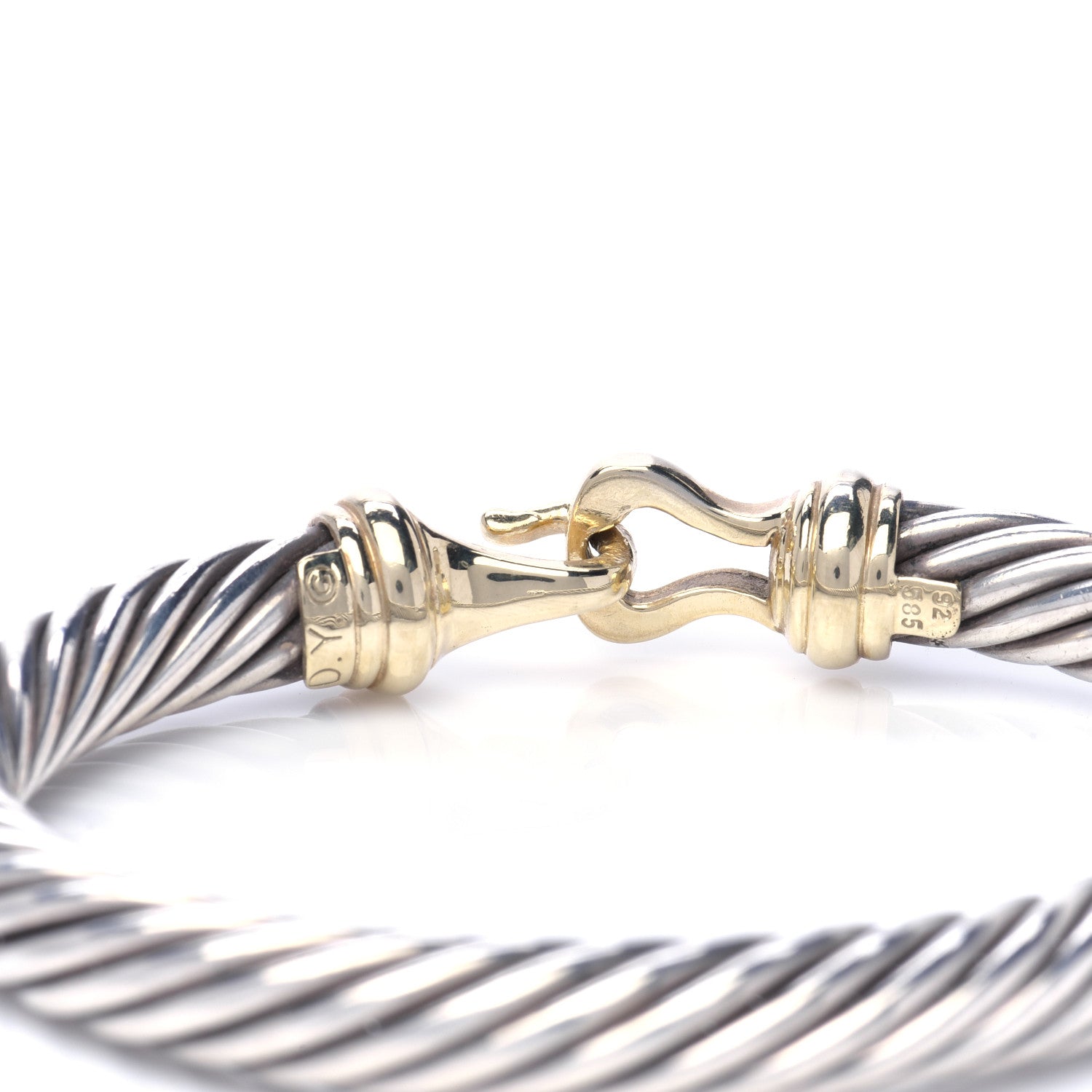 David Yurman Sterling Silver 14K Yellow Gold 7mm Cable Classic Buckle Bracelet 5 of 5