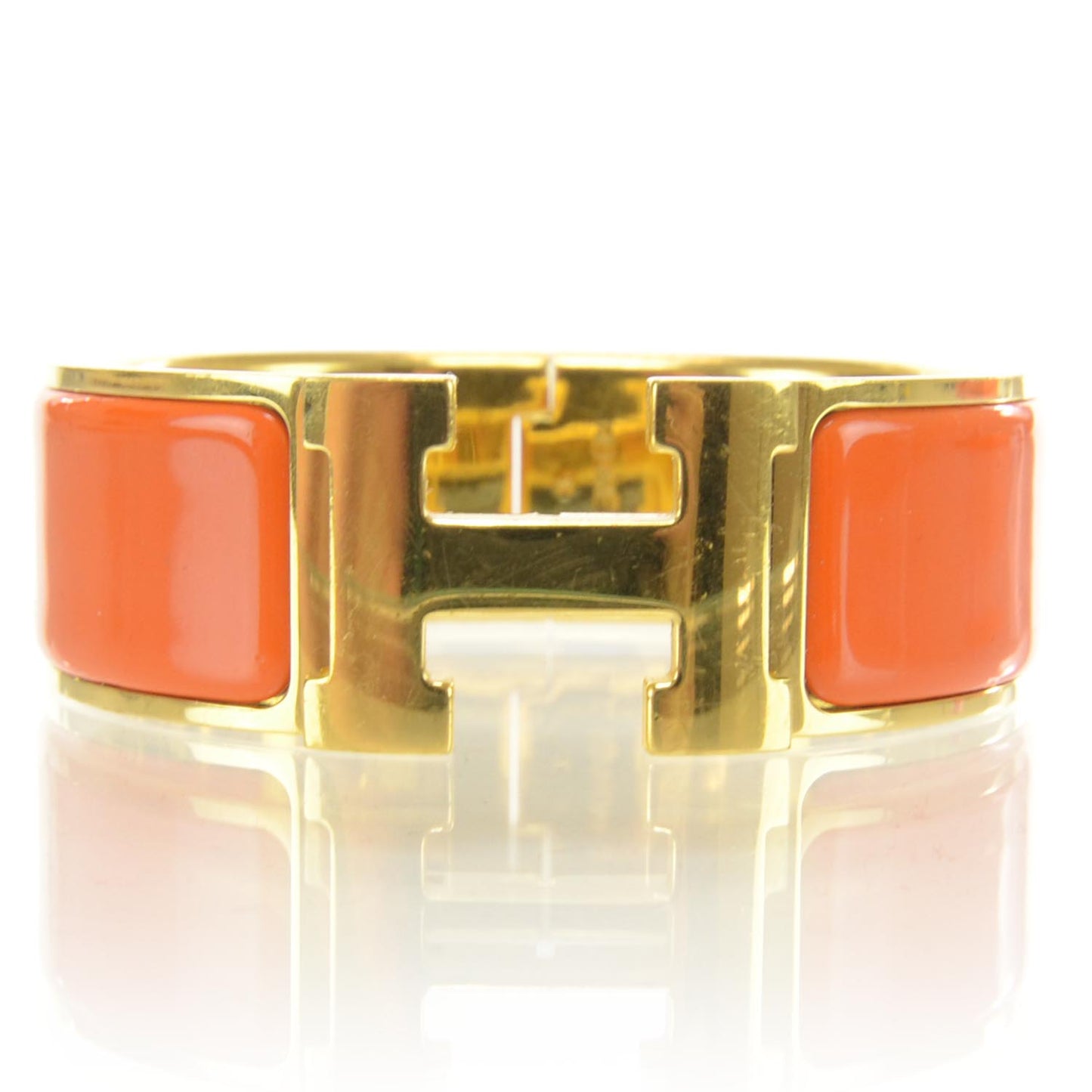 Enamel Clic Clac H Bracelet Wide Orange Gold