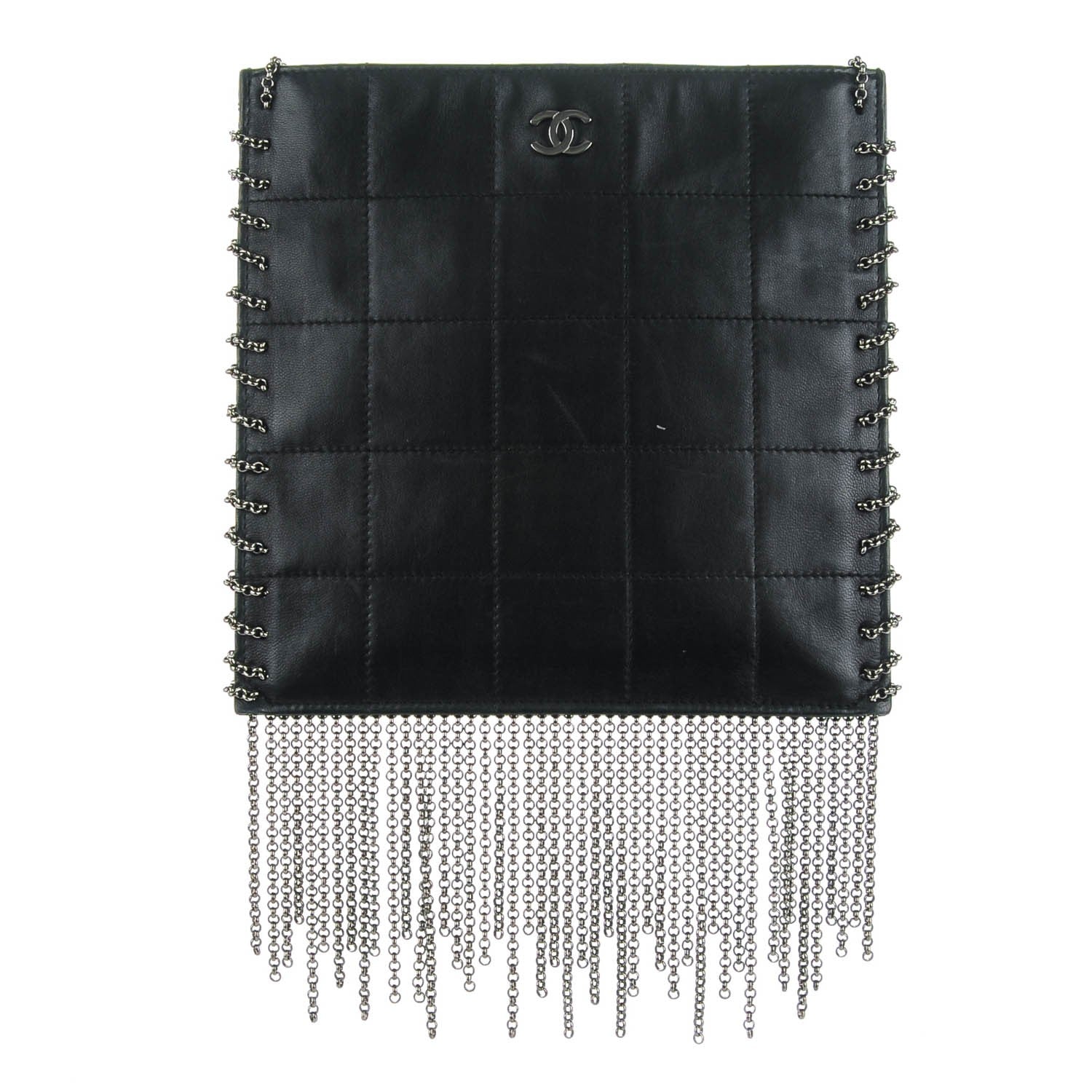Chanel Lambskin Square Stitched Chain Fringe Crossbody Black 1 of 7