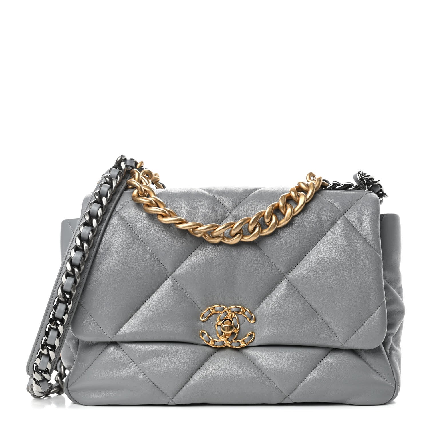 Chanel Lambskin Quilted Large Chanel 19 Flap Grey 1 of 11
