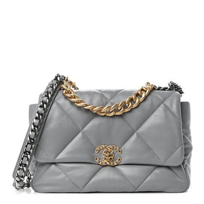 Chanel Lambskin Quilted Large Chanel 19 Flap Grey 1 of 11