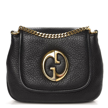 Gucci Pebbled Calfskin Small 1973 Chain Shoulder Bag Black 1 of 7