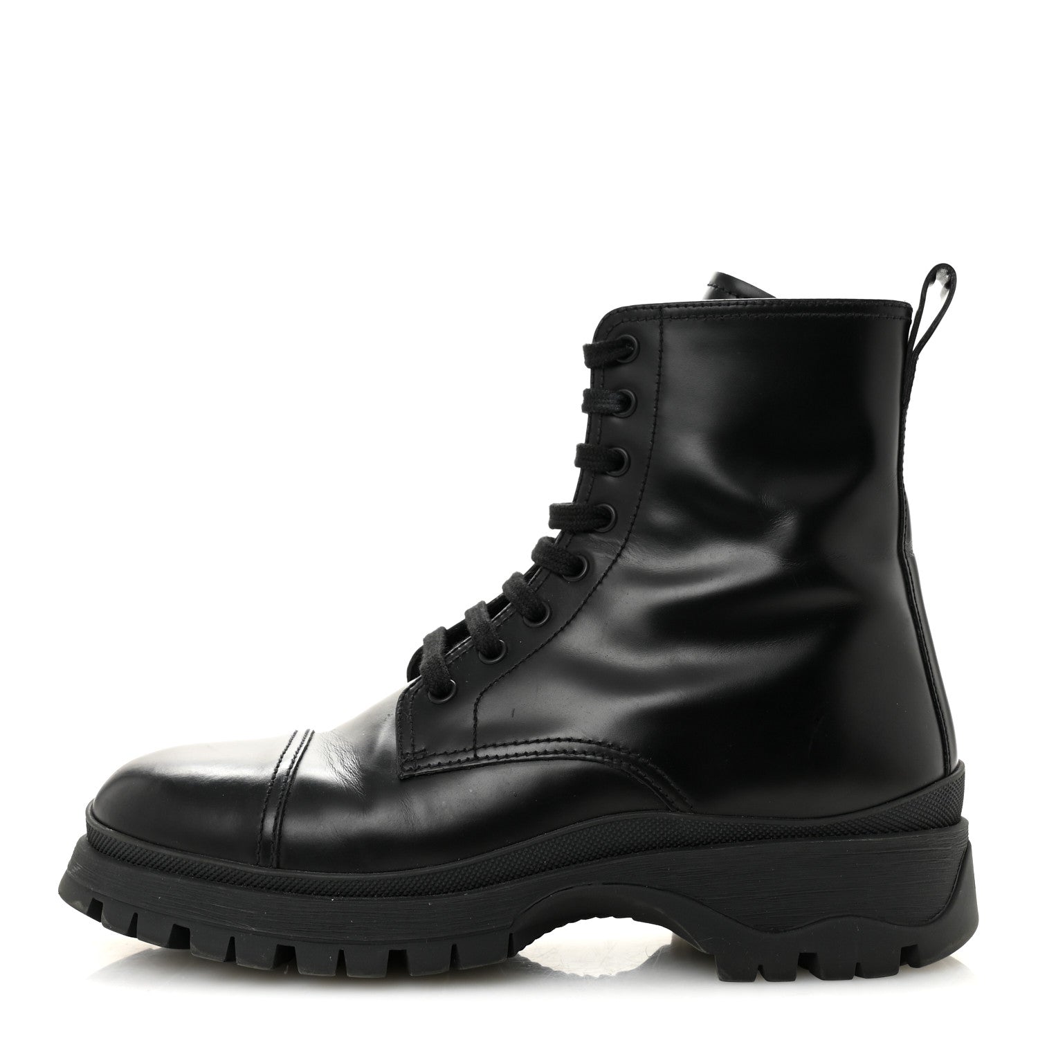 Prada Spazzolato Chocolate 50mm Combat Boots 36.5 Black 1 of 12