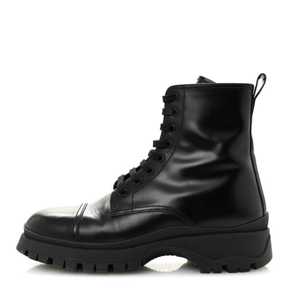 Prada Spazzolato Chocolate 50mm Combat Boots 36.5 Black 1 of 12
