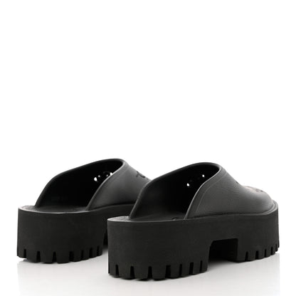 Gucci Rubber GG Monogram Perforated Elea Platform 55mm Lug Sole Sandals 39 Black 4 of 9