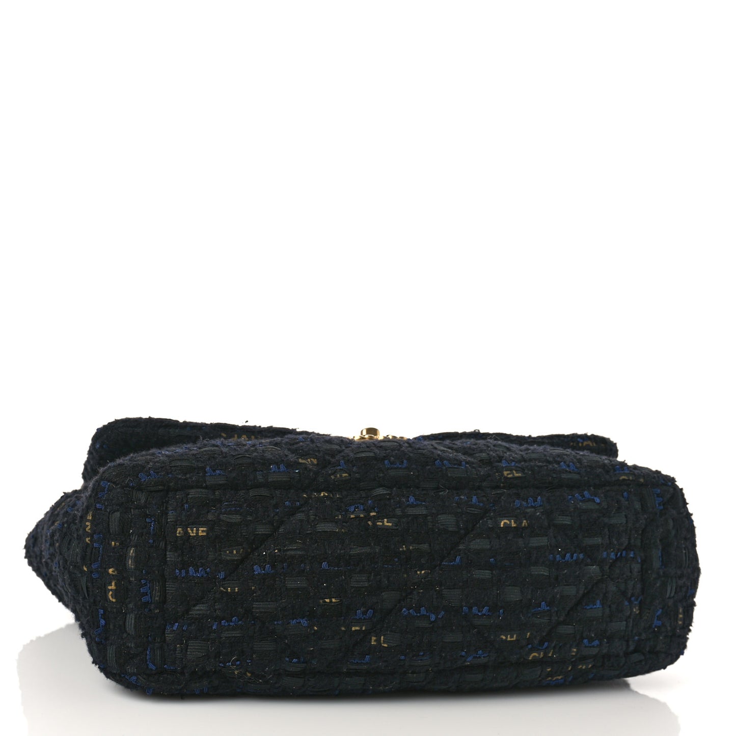 Tweed Quilted Maxi Chanel 19 Flap Black Navy Gold