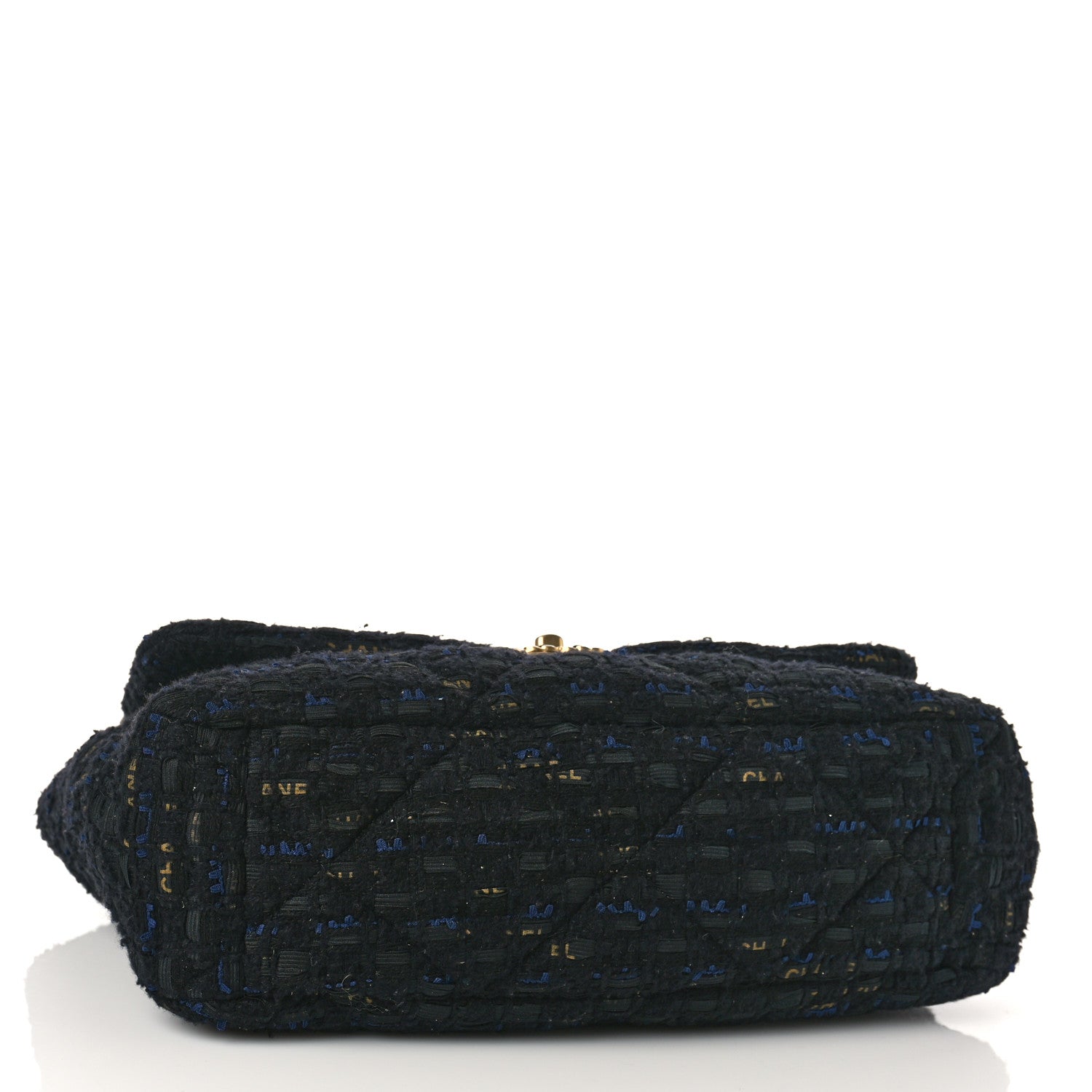 Chanel Tweed Quilted Maxi Chanel 19 Flap Black Navy Gold 4 of 9