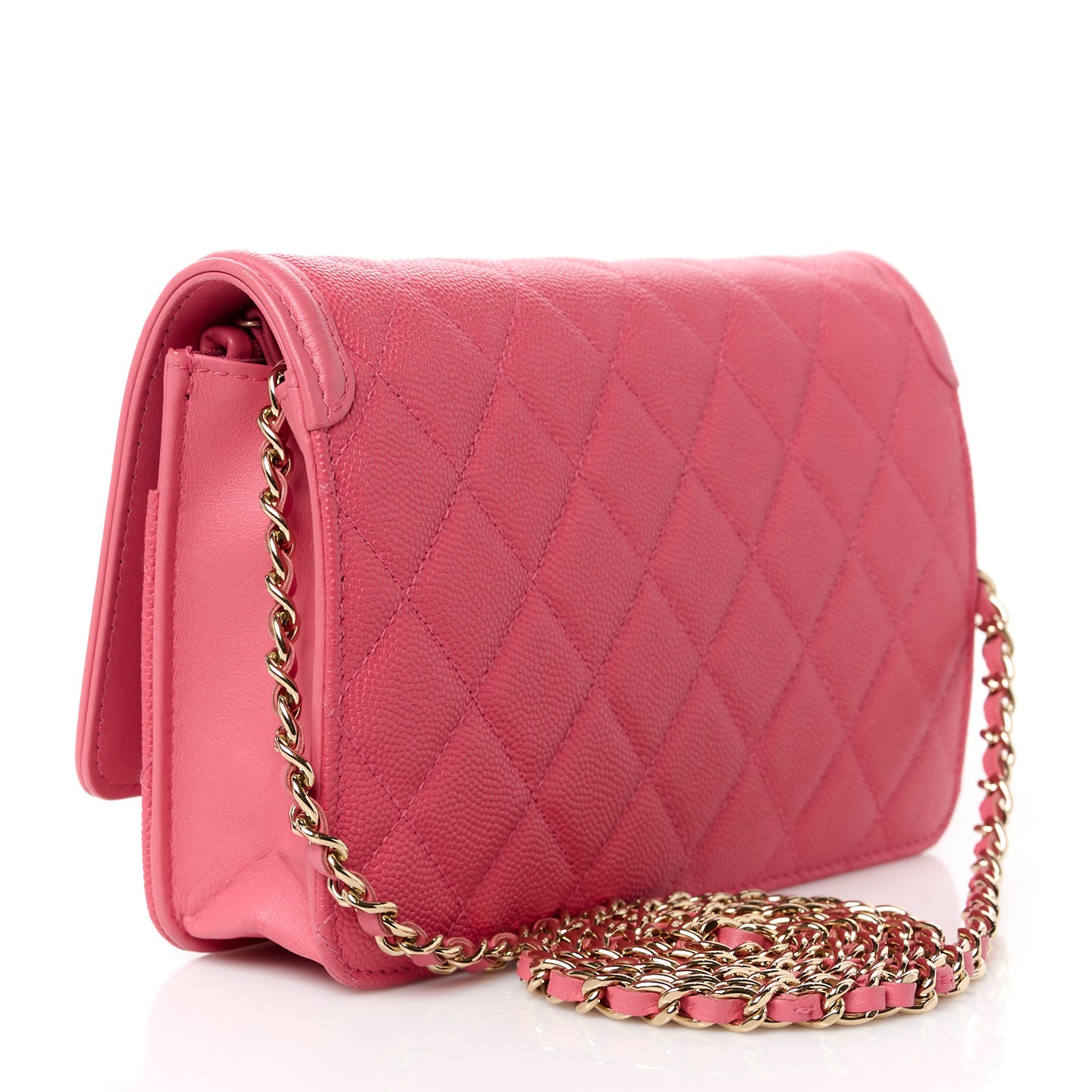 Caviar Quilted CC Filigree Wallet On Chain WOC Pink