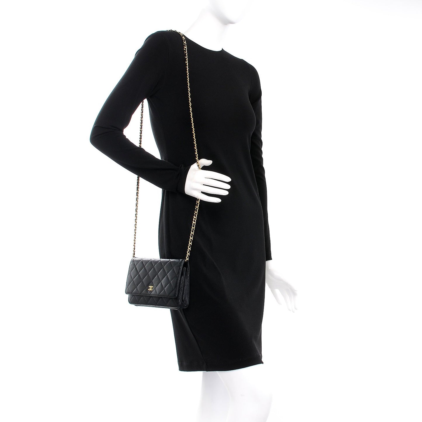Caviar Quilted Wallet On Chain WOC Black