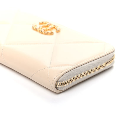 Chanel Shiny Goatskin Quilted 19 Long Zipped Around Wallet Beige 10 of 10