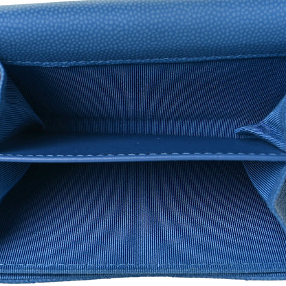 Chanel Caviar Flat Chevron Quilted Flap Card Holder Wallet Blue 5 of 11