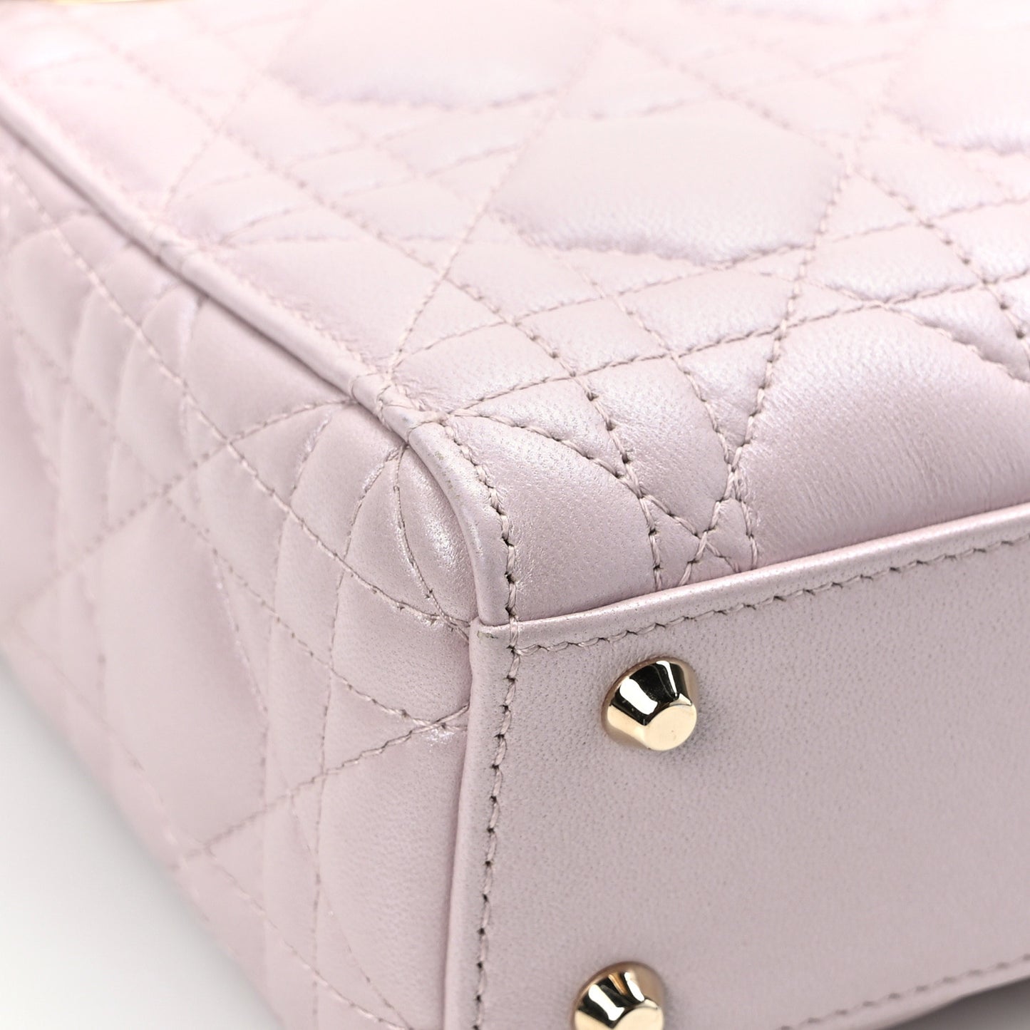 Metallic Lambskin Cannage Mini Lady Dior Lotus