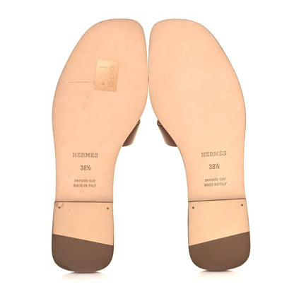 Hermes Box Calfskin Oran Sandals 38.5 Gold 5 of 8