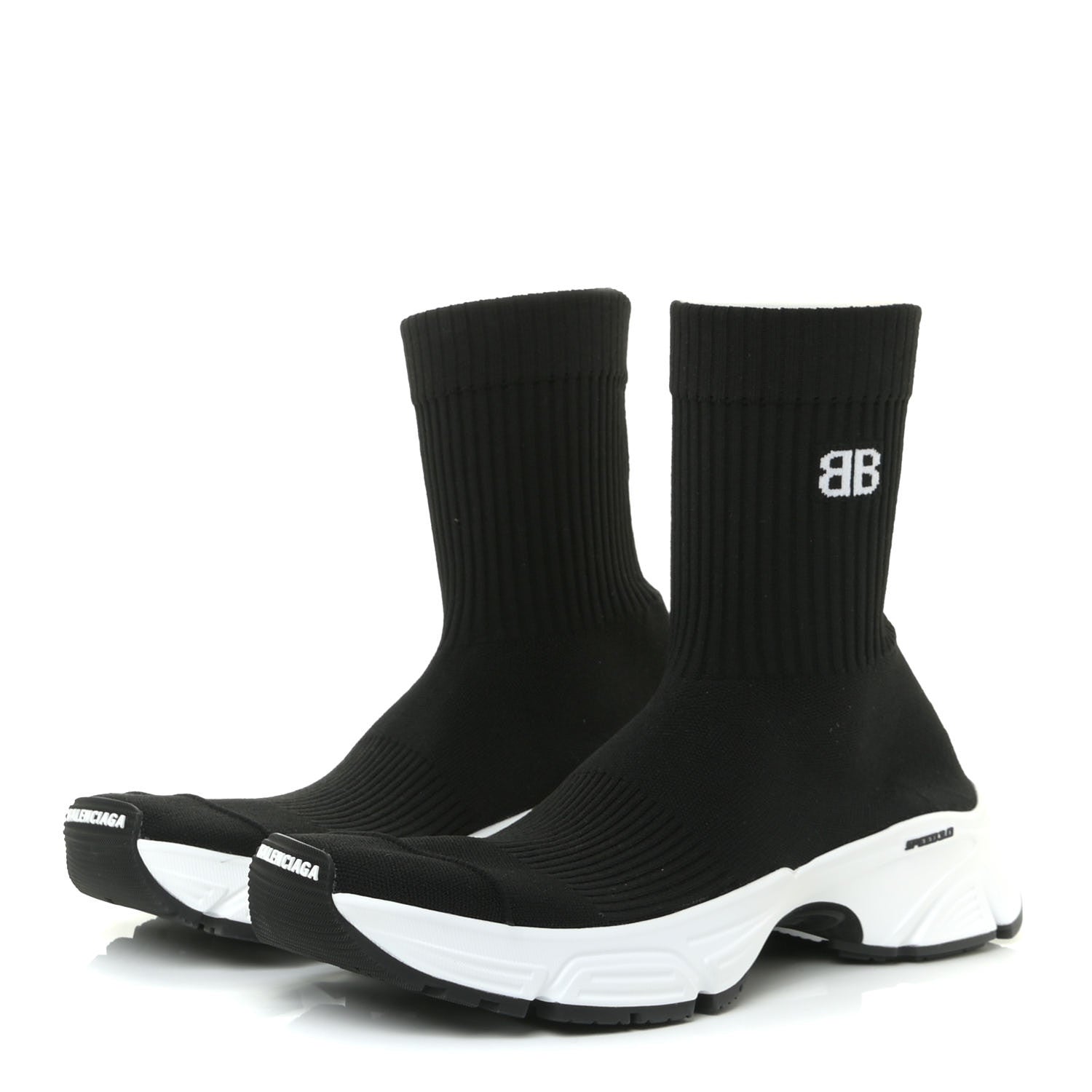 Balenciaga Technical Ribbed 3D Recycled Knit Bi-Color Womens Speed 3.0 Sneakers 40 Black White 2 of 12