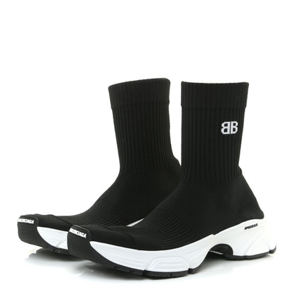 Balenciaga Technical Ribbed 3D Recycled Knit Bi-Color Womens Speed 3.0 Sneakers 40 Black White 2 of 12