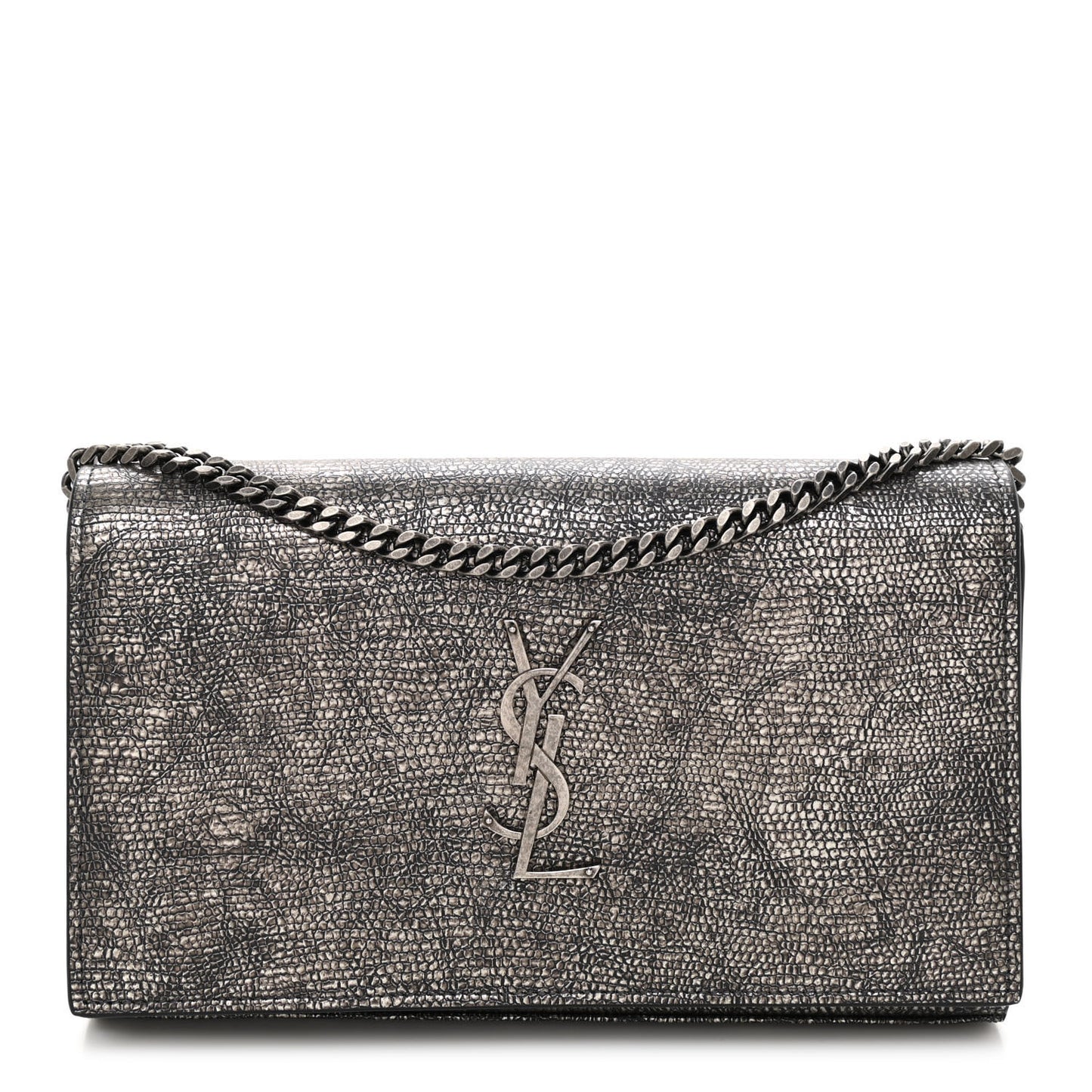 Metallic Calfskin Lizard Embossed Medium Classic Monogram Kate Satchel