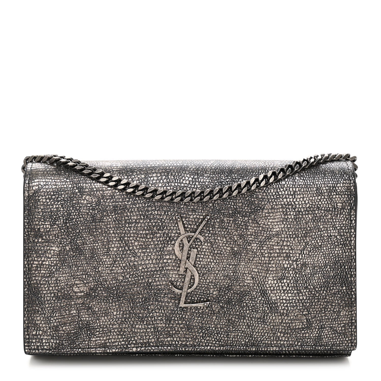 Saint Laurent Metallic Calfskin Lizard Embossed Medium Classic Monogram Kate Satchel 1 of 8