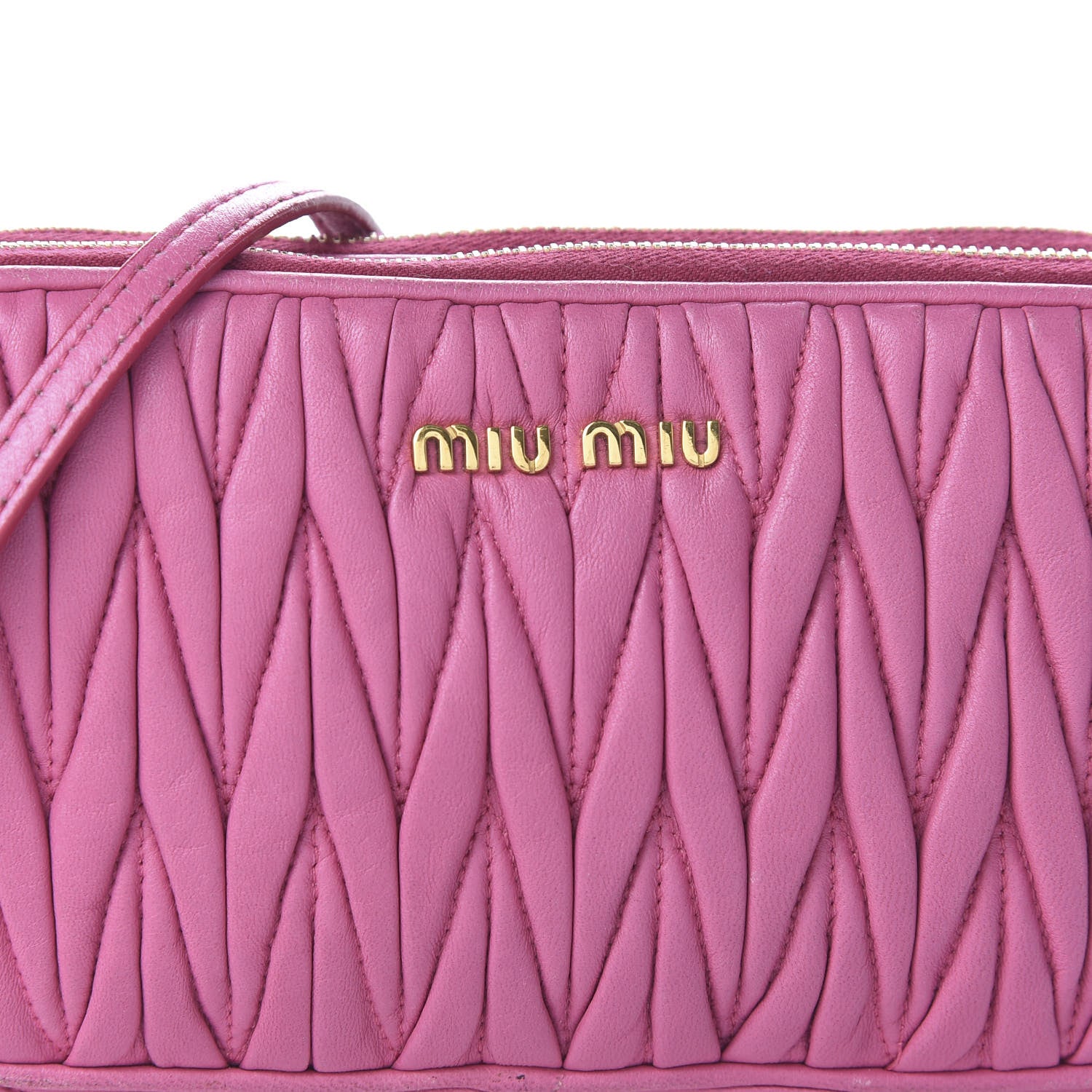 Miu Miu Nappa Matelasse Double Zip Chain Shoulder Bag Loto 9 of 9