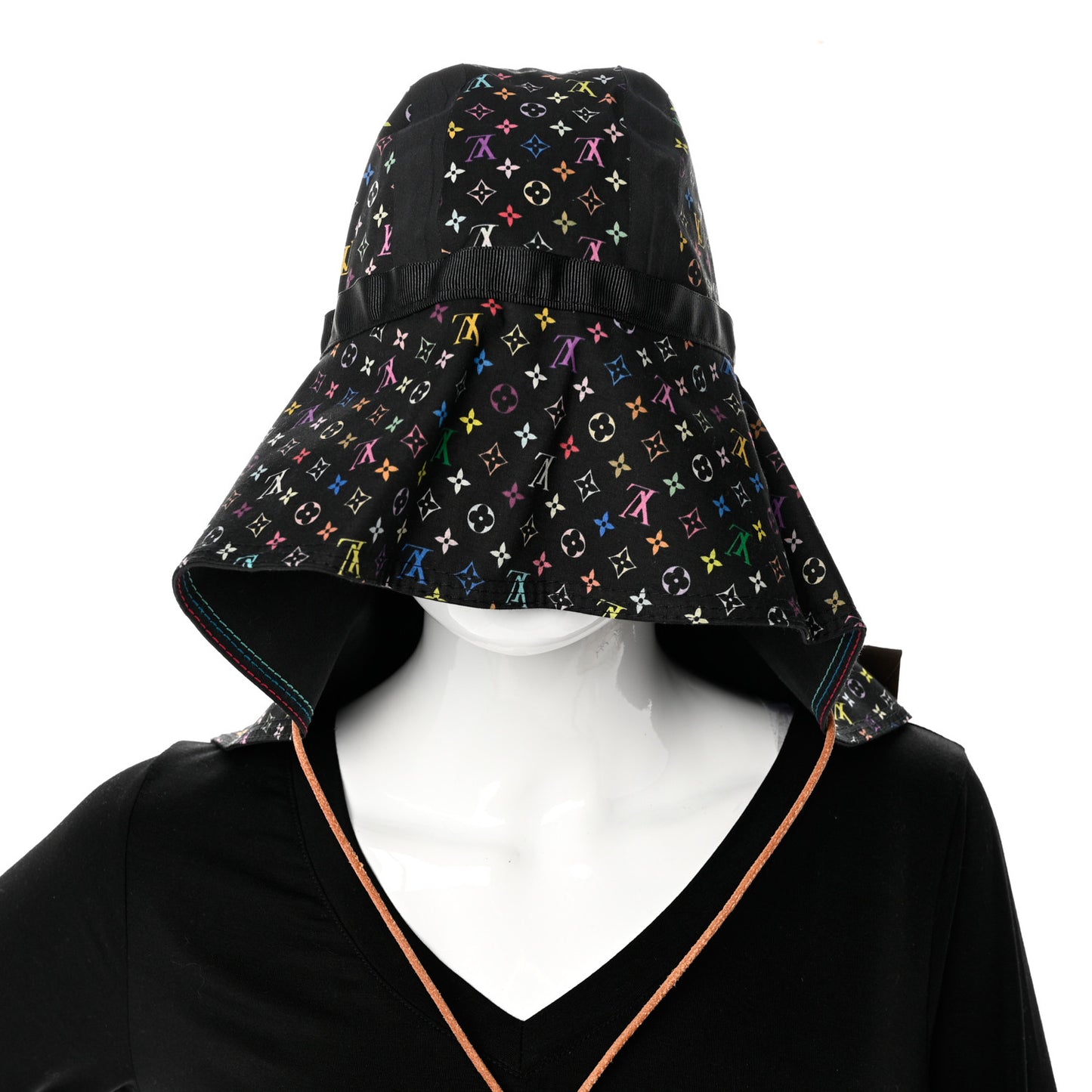 Cotton Monogram Multicolor Printed Reversible Hiker Hat Black