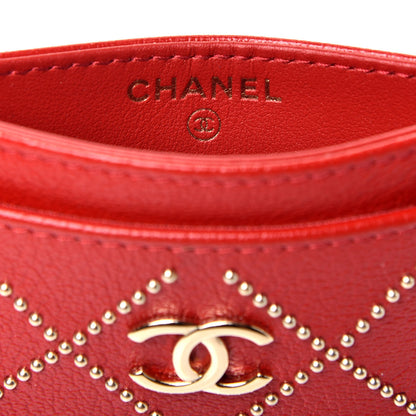 Chanel Shiny Lambskin Studded Rock The Diamond CC Card Holder Red 6 of 8