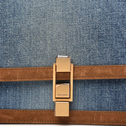 Saint Laurent Denim Carre Satchel Dusty Blue Dark Land 10 of 10