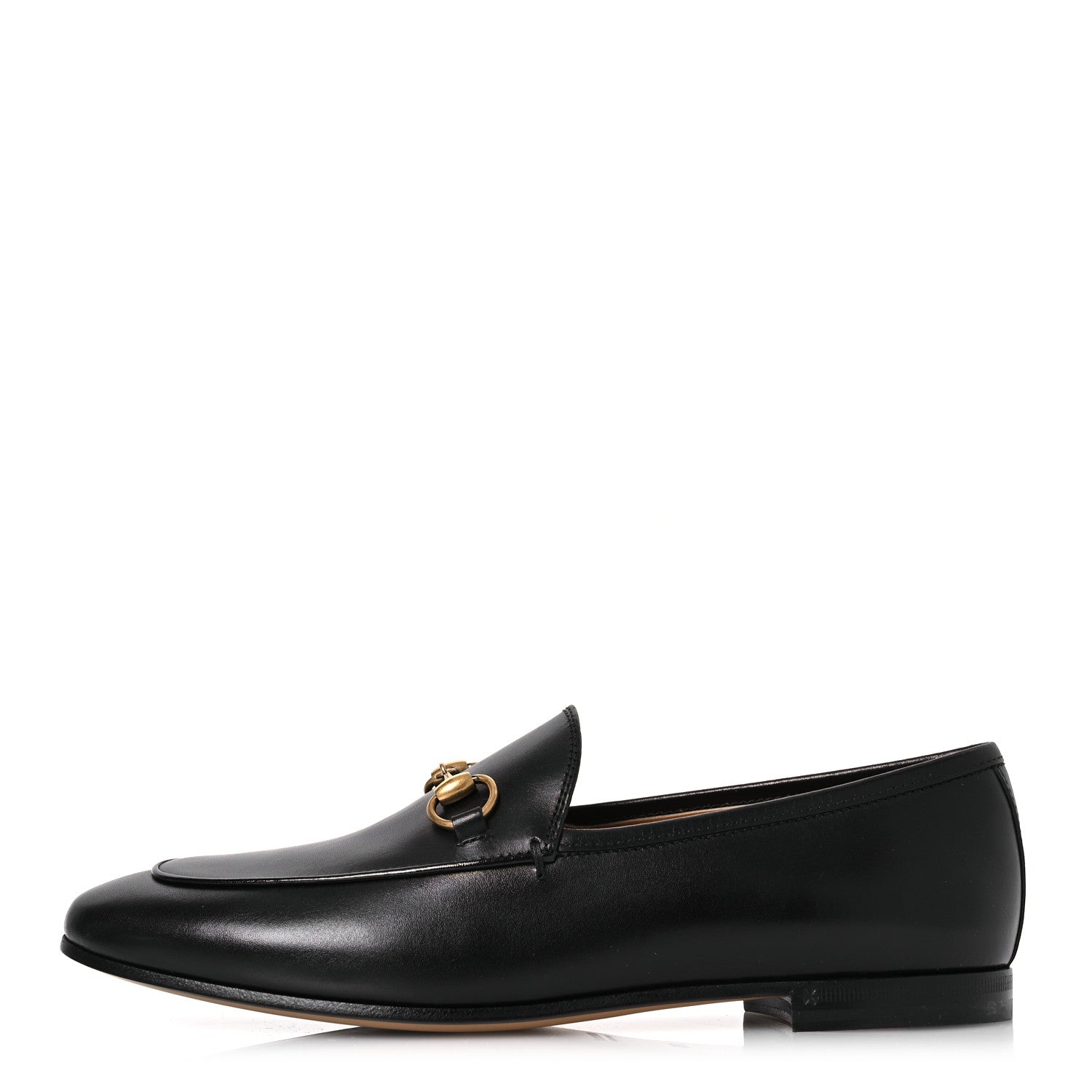 Gucci Calfskin Womens Jordaan Loafers 37.5 Black 1 of 12