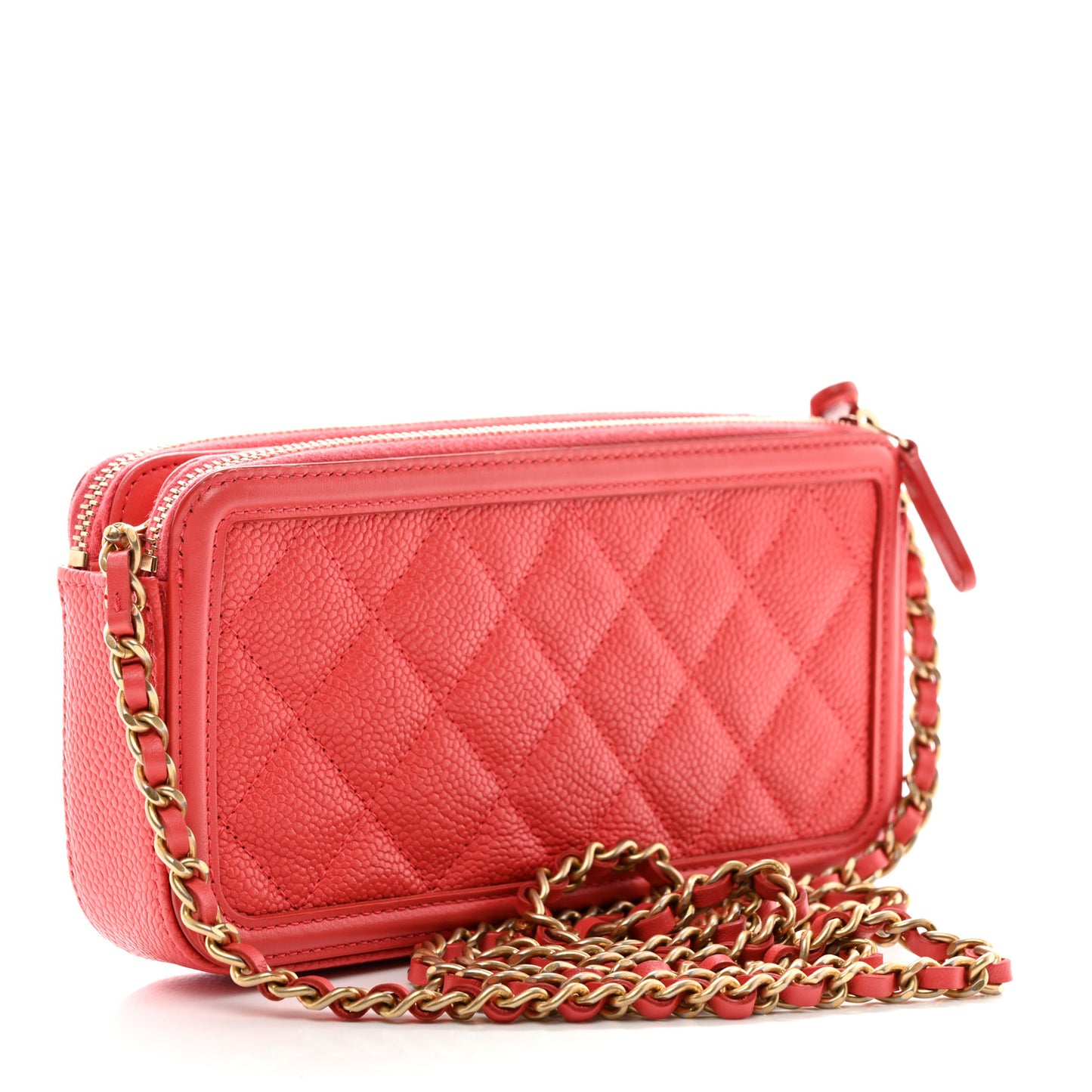 Caviar Quilted CC Filigree Clutch With Chain Pink