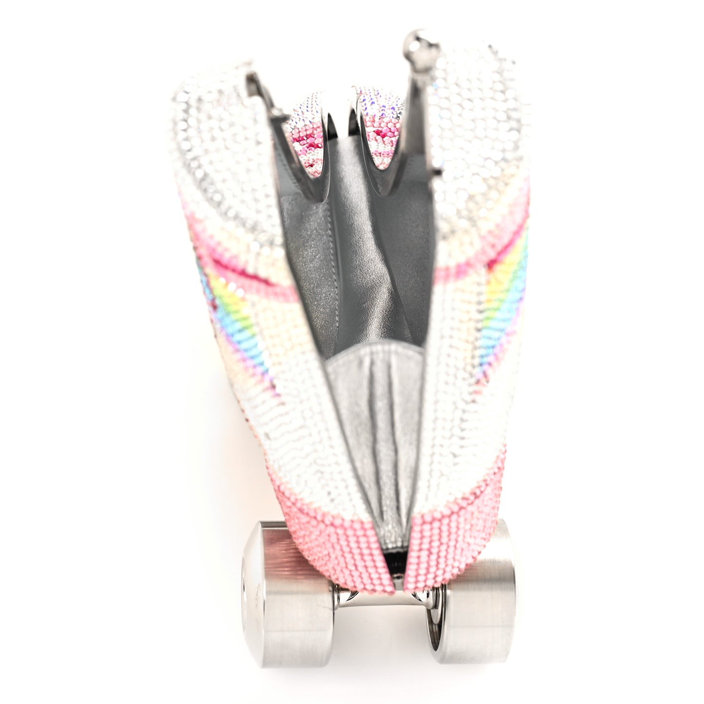 Swarovski Crystal Let's Roll Rollerskate Minaudiere Clutch Silver Multicolor