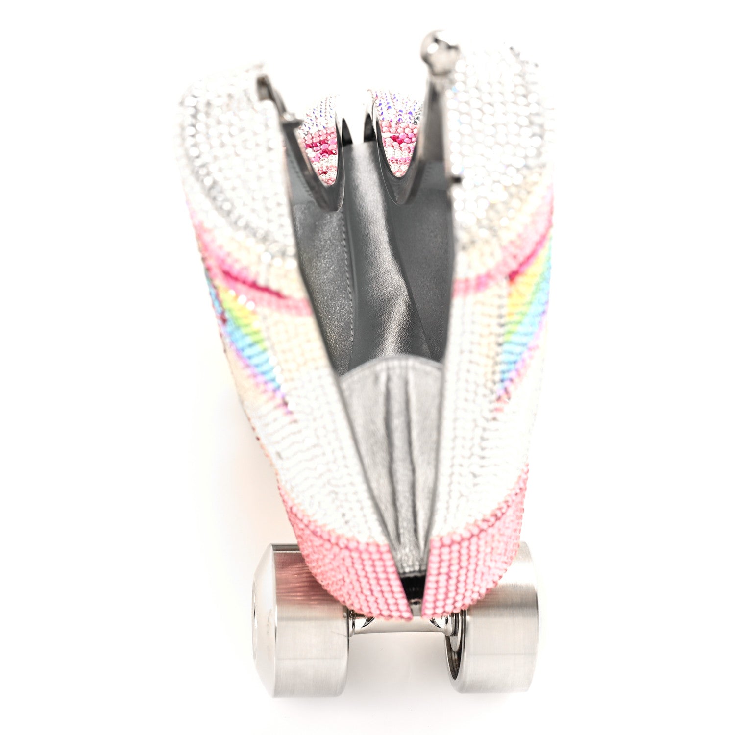 Judith Leiber Swarovski Crystal Let's Roll Rollerskate Minaudiere Clutch Silver Multicolor 5 of 9