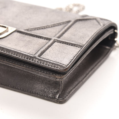 Christian Dior Metallic Brushed Calfskin Diorama Wallet on Chain Pouch Gunmetal 9 of 12