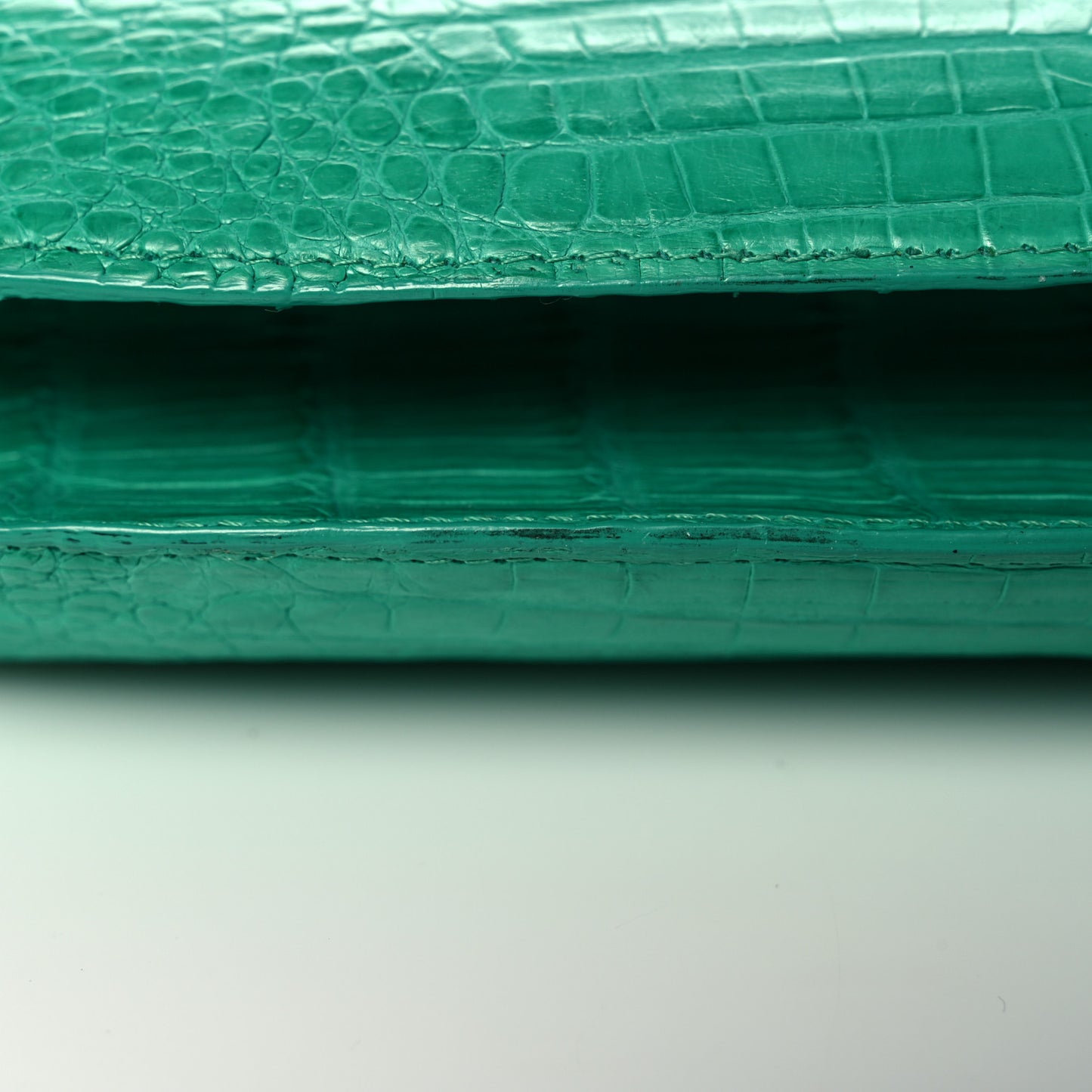 Crocodile Kisslock Clutch Green