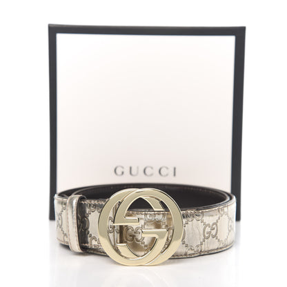 Gucci Metallic Guccissima Interlocking G Belt 80 32 Gold 6 of 6