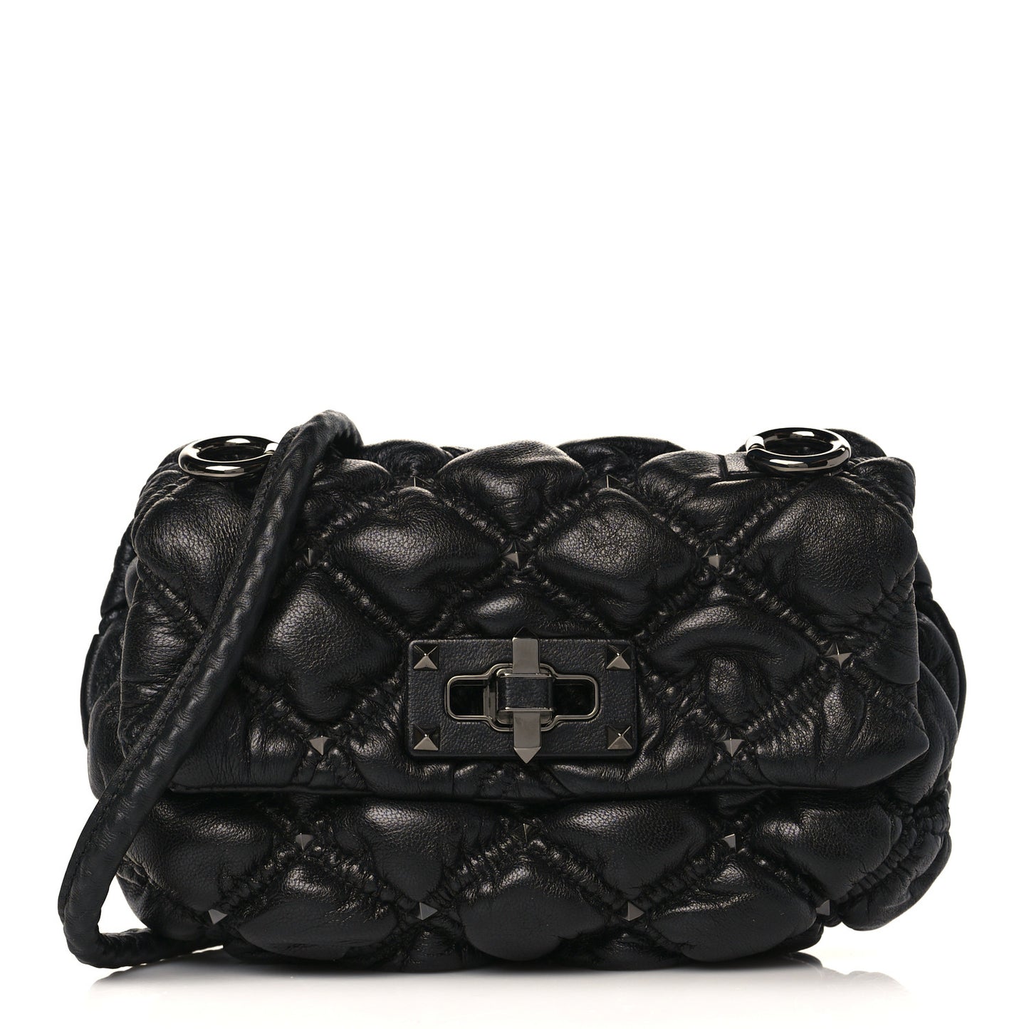 Nappa Small Spikeme Shoulder Bag Black