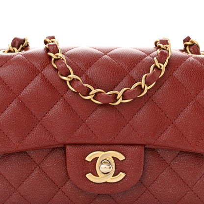 Chanel Pearly Caviar Quilted Mini Rectangular Flap Burgundy 8 of 12