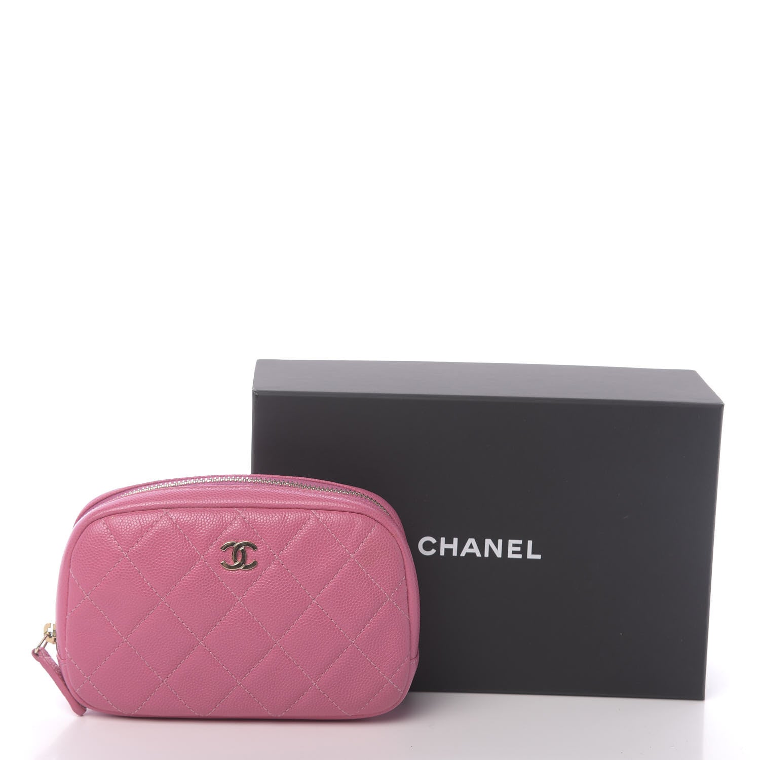 Chanel Caviar Quilted Small Curvy Pouch Cosmetic Case Pink 8 of 8