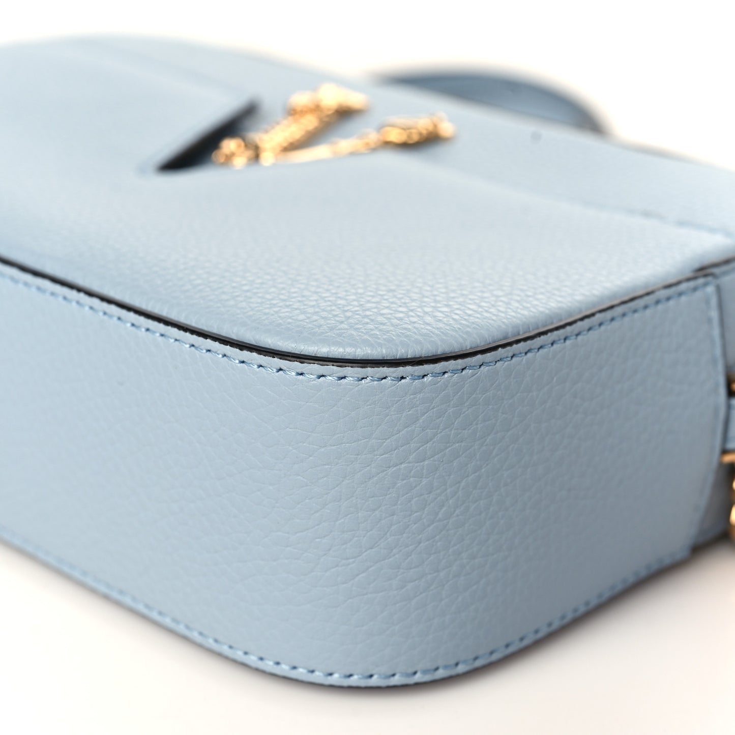 Grainy Calfskin Virtus Small Camera Bag Blue