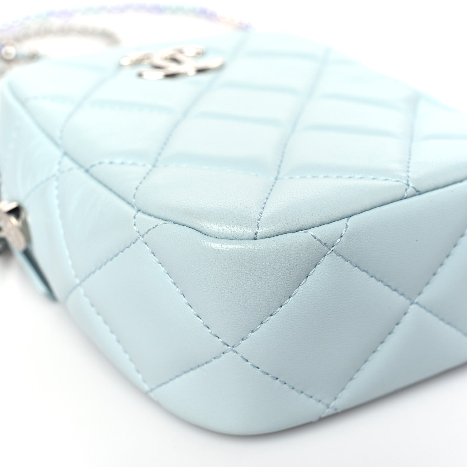 Chanel Lambskin Quilted Vertical My Perfect Camera Case Light Blue 8 of 10