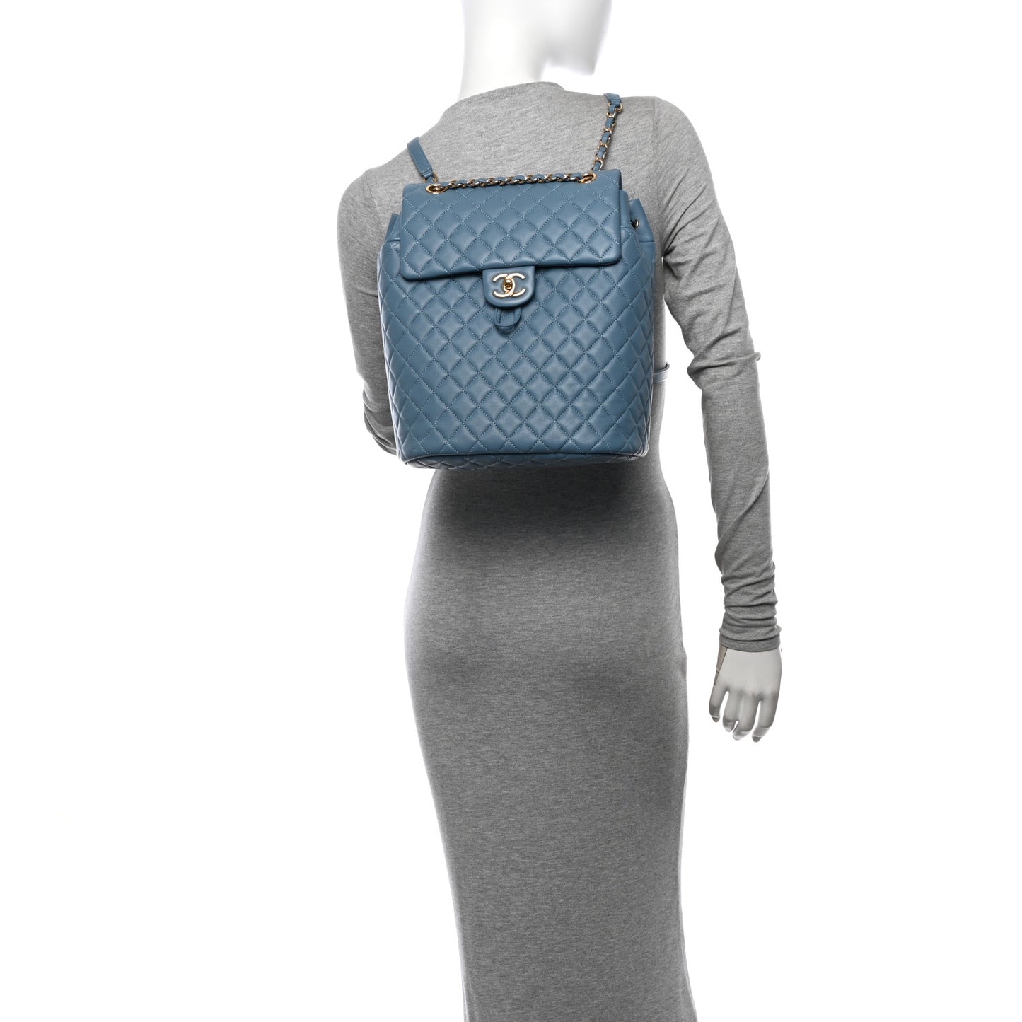 Lambskin Quilted Large Urban Spirit Backpack Light Blue