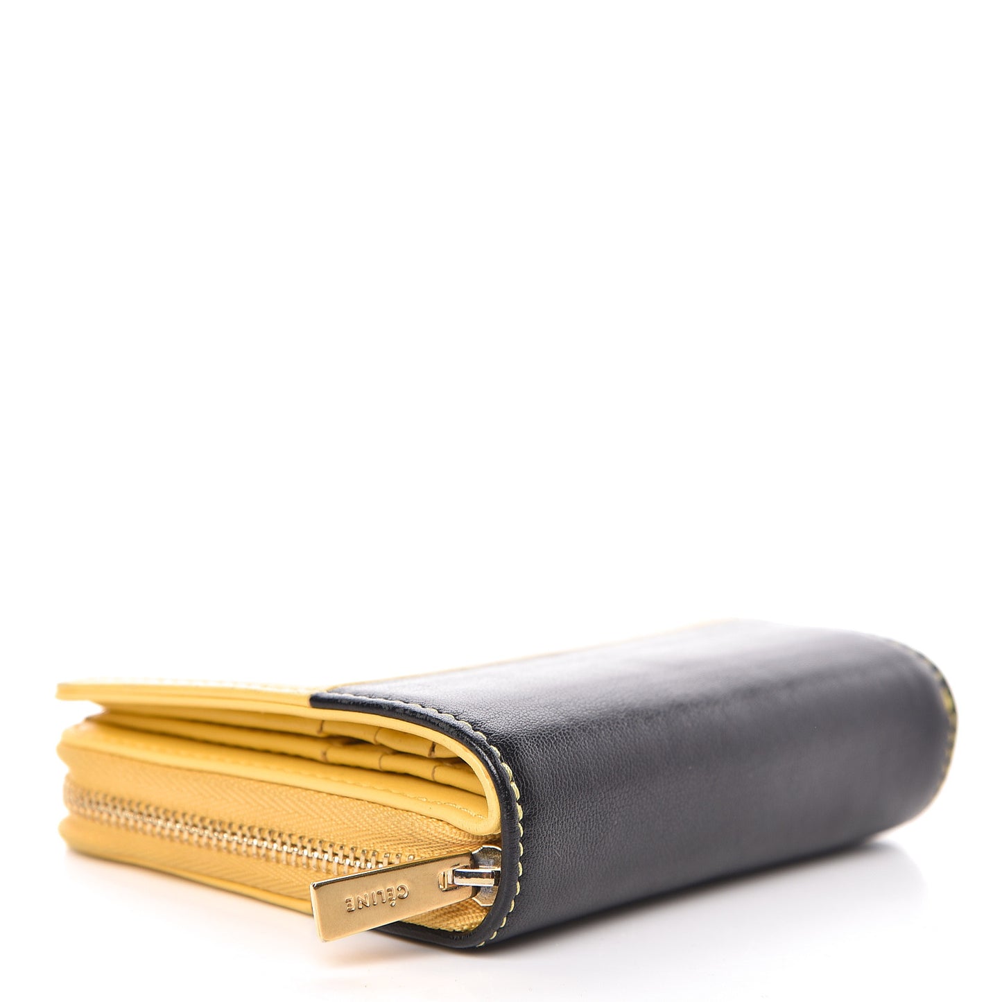 Lambskin Compact Wallet Sun Yellow Black
