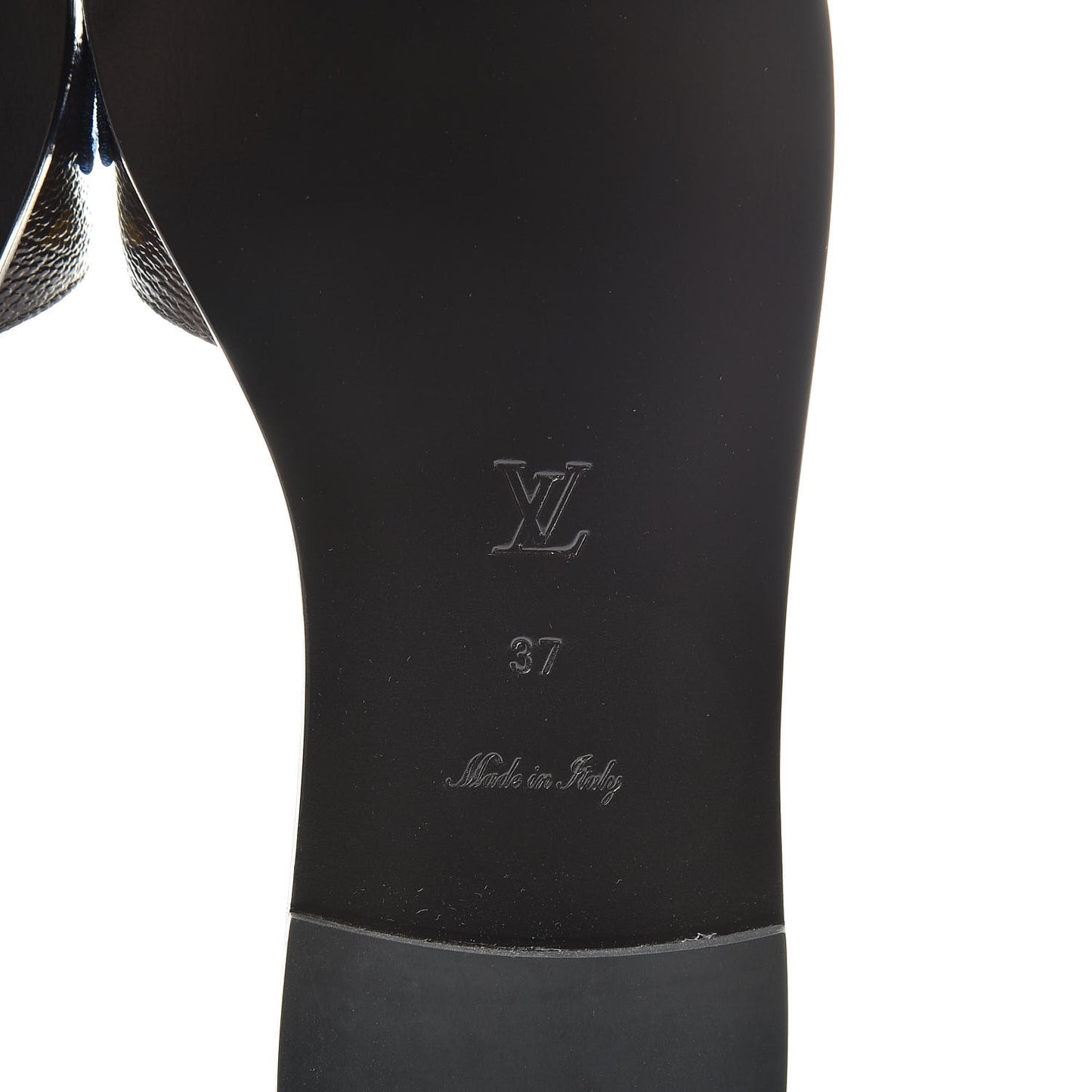 Patent Calfskin Monogram LV Black Heart Flat Mules 37 Cacao
