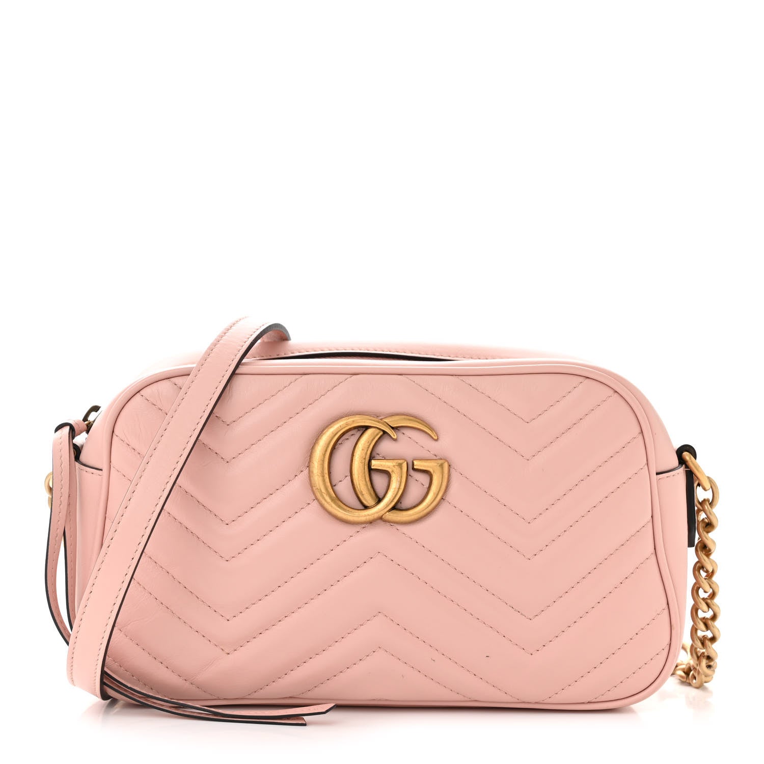 Gucci Calfskin Matelasse Small GG Marmont Chain Shoulder Bag Perfect Pink 1 of 13
