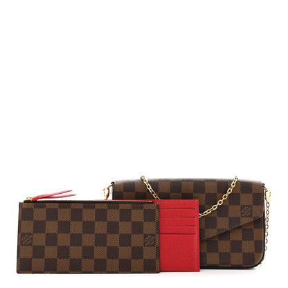 Louis Vuitton Damier Ebene Pochette Felicie Chain Wallet 3 of 13