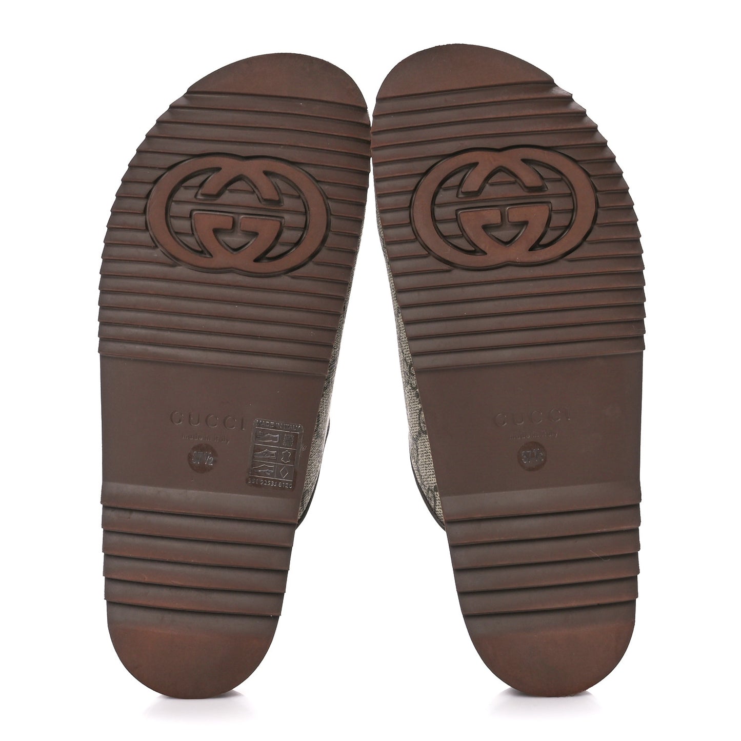 GG Supreme Monogram Miro Soft Calfskin Womens Horsebit Slippers 37.5 Beige Ebony New Acero