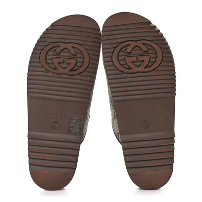 Gucci GG Supreme Monogram Miro Soft Calfskin Womens Horsebit Slippers 37.5 Beige Ebony New Acero 5 of 11