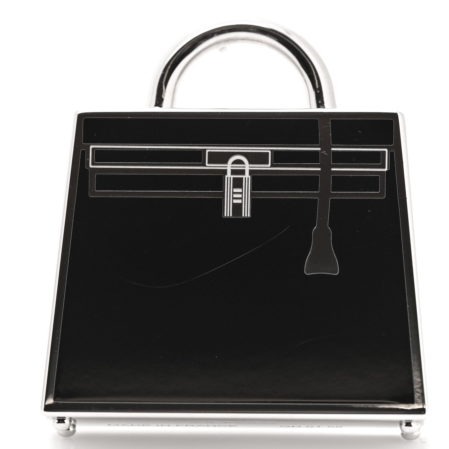 Hermes Lacquered Palladium Kelly Curiosite Charm Black 4 of 5